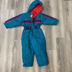 Vintage 80s Apparatus Kids Size 4 Teal Ski Suit Snowsuit